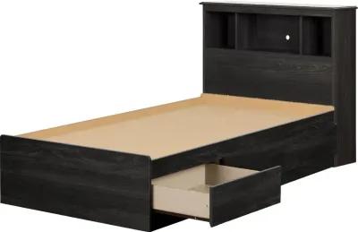 Tassio Gray Oak Twin Storage Bed with Headboard - South Shore