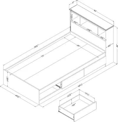 Tassio Gray Oak Twin Storage Bed with Headboard - South Shore