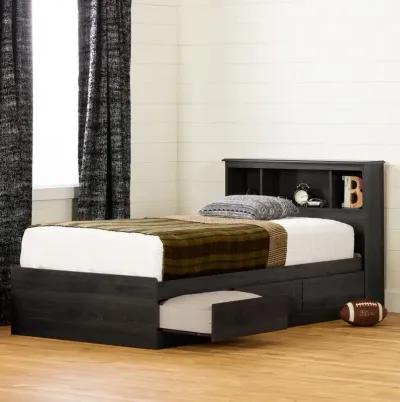 Tassio Gray Oak Twin Storage Bed with Headboard - South Shore