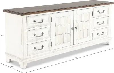 River Place 75" White-Washed TV Stand