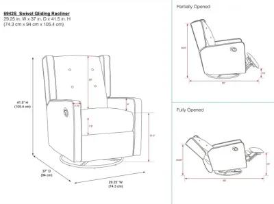 Mariella Baby Relax Cream Swivel Glider Recliner Chair