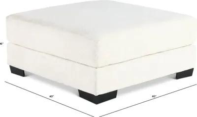 Hansel White Ottoman with Crypton Home Fabric