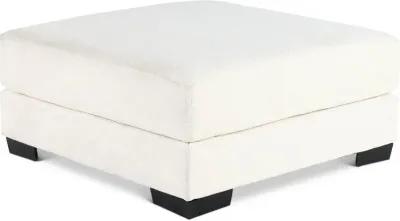 Hansel White Ottoman with Crypton Home Fabric