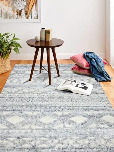 Janie 8 x 10 Wool Hand Knotted Blue Area Rug