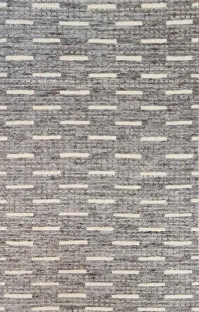 Jedediah 9 x 12 Wool Hand Knotted Gray Area Rug