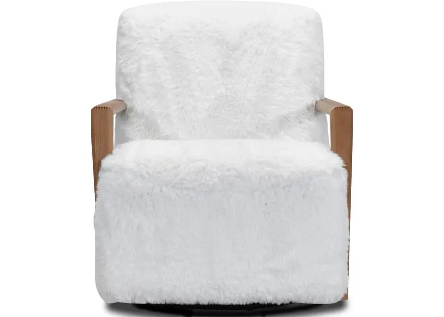 Texas White and Natural Swivel Chair