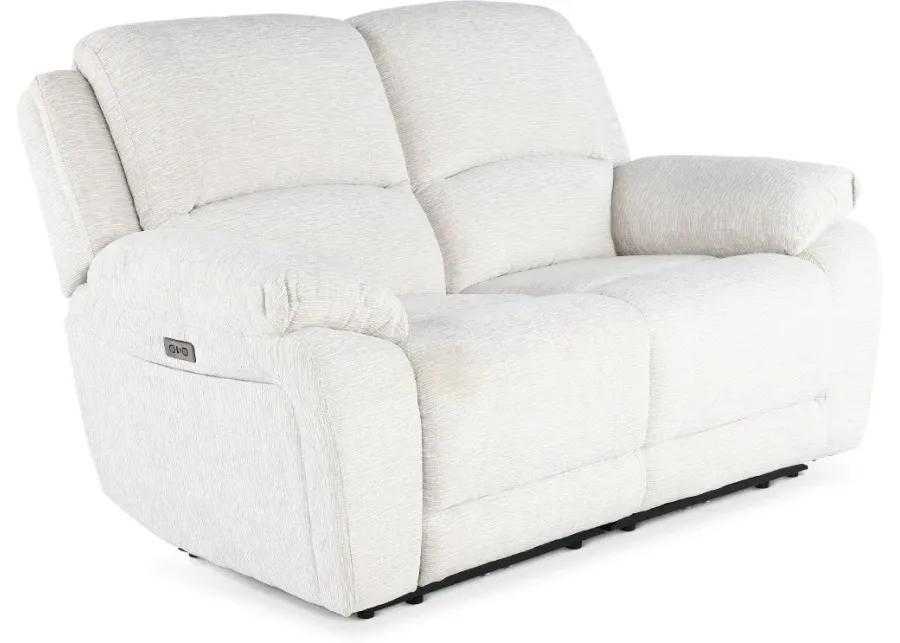 Birch Opal White Power Reclining Loveseat