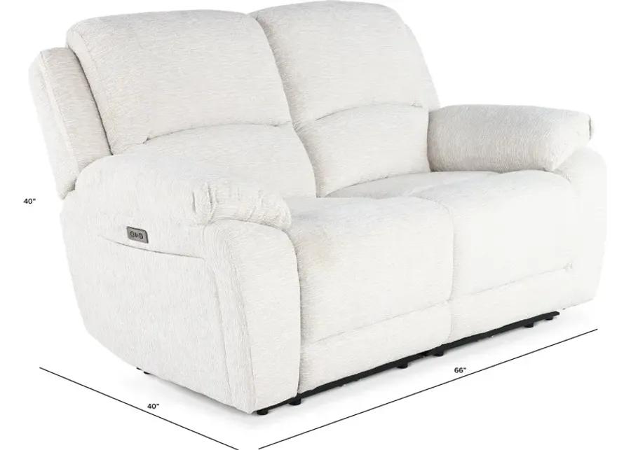 Birch Opal White Power Reclining Loveseat