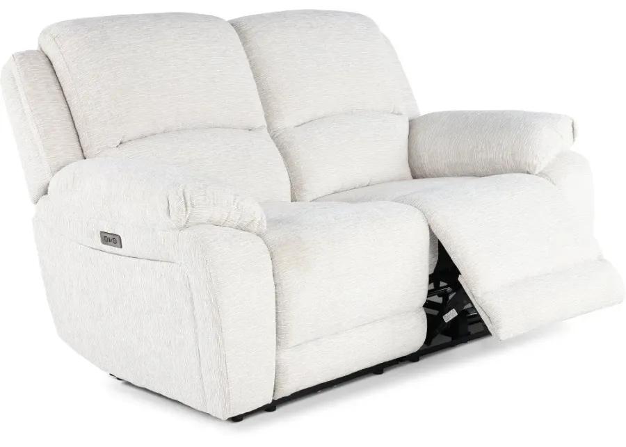 Birch Opal White Power Reclining Loveseat