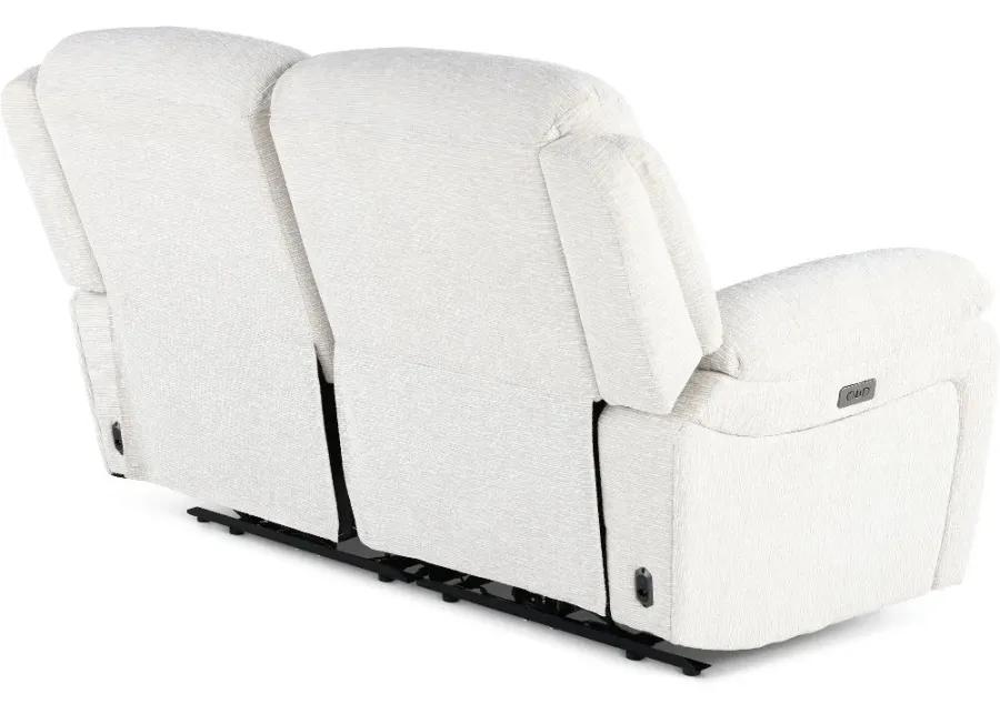 Birch Opal White Power Reclining Loveseat