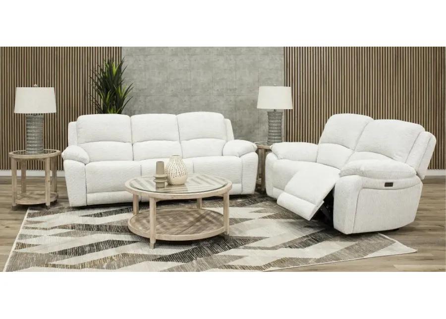 Birch Opal White Power Reclining Loveseat