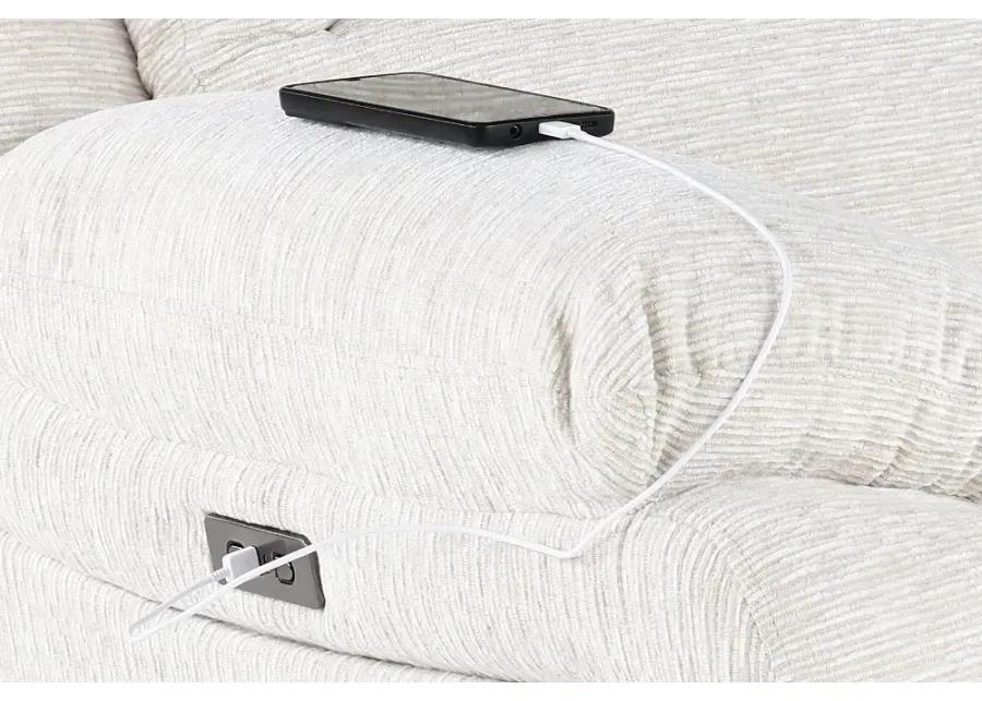 Birch Opal White Power Reclining Loveseat