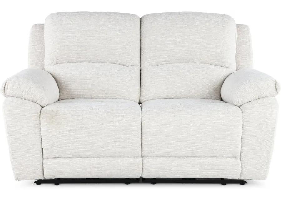 Birch Opal White Power Reclining Loveseat