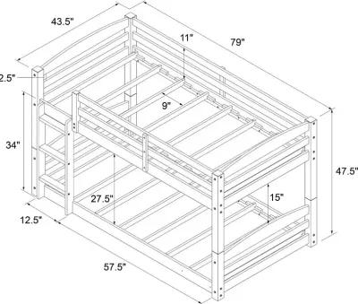 Sierra Brown Low Twin-over-Twin Convertible Bunk Bed