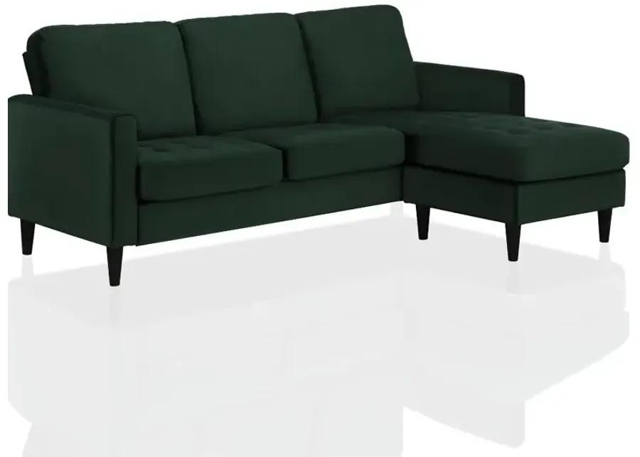 Strummer Green Velvet Reversible Sofa-Chaise