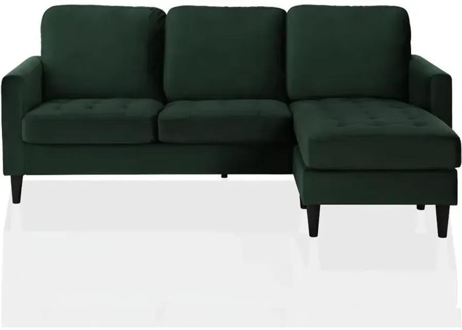 Strummer Green Velvet Reversible Sofa-Chaise