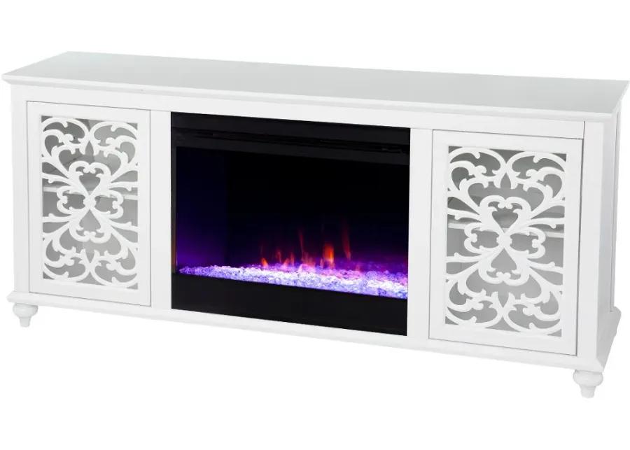 Maldina White Color Changing Fireplace TV Stand