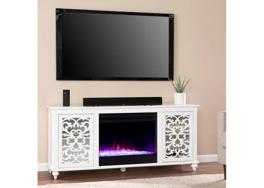 Maldina White Color Changing Fireplace TV Stand