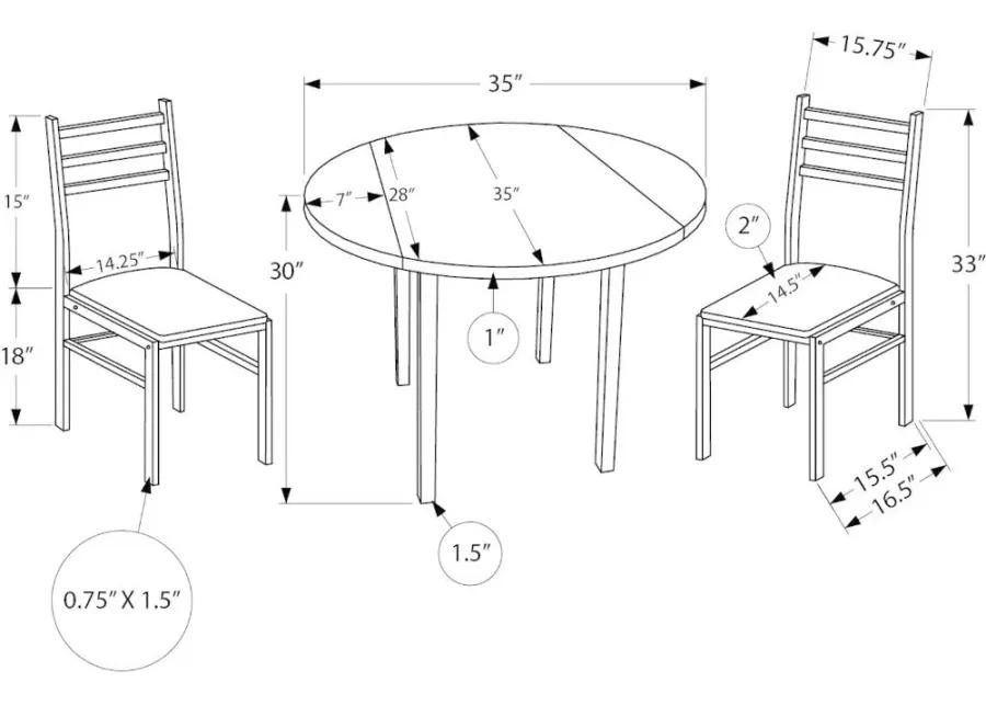 Hadley White 3 Piece Dining Set