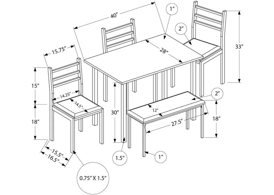 Hadley White 5 Piece Dining Set