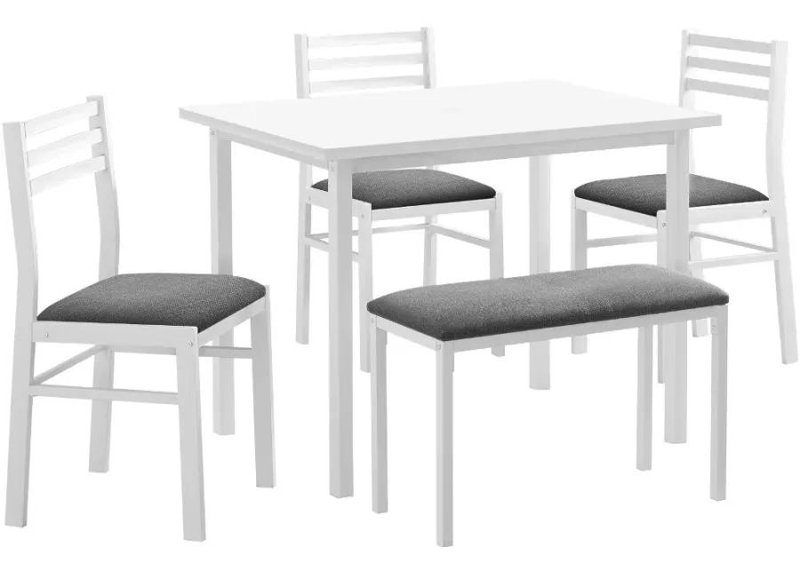 Hadley White 5 Piece Dining Set