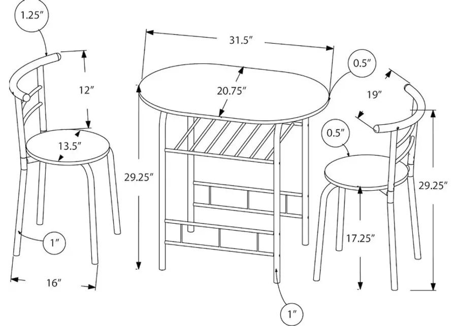 Avery Natural and White 3 Piece Dining Set