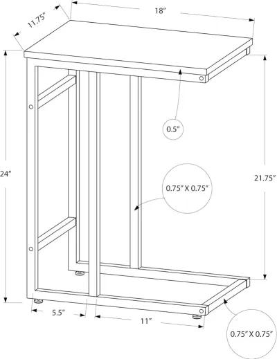 Samantha Black Metal C-Shaped Accent Table