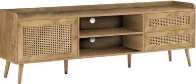 Walnut and Rattan 72" TV Stand