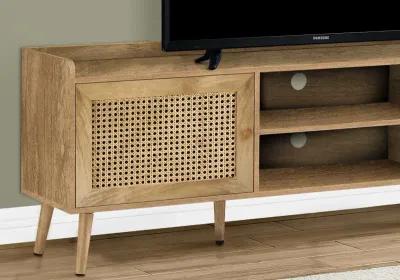 Walnut and Rattan 72" TV Stand