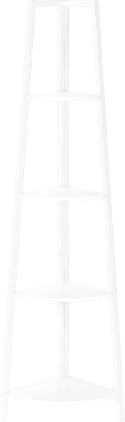 Connor 60-Inch White Corner Bookshelf