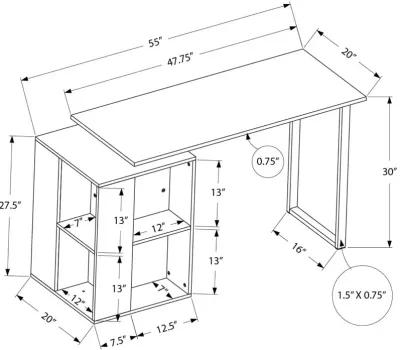 Phineas Black 55-Inch Home Office Desk