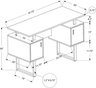 Billie White 48-Inch Modern Office Desk