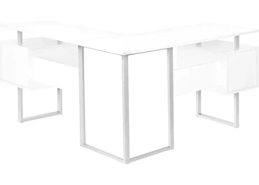 Billie White 58-Inch Modern Corner Office Desk