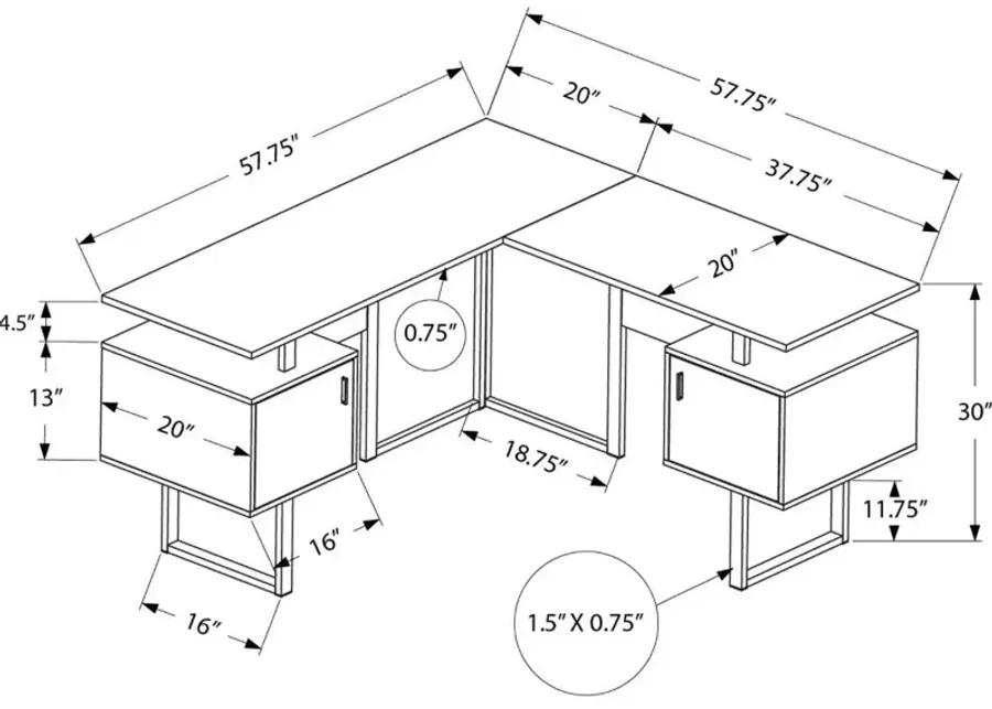 Billie White 58-Inch Modern Corner Office Desk