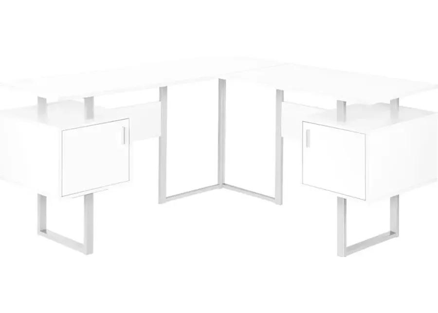 Billie White 58-Inch Modern Corner Office Desk