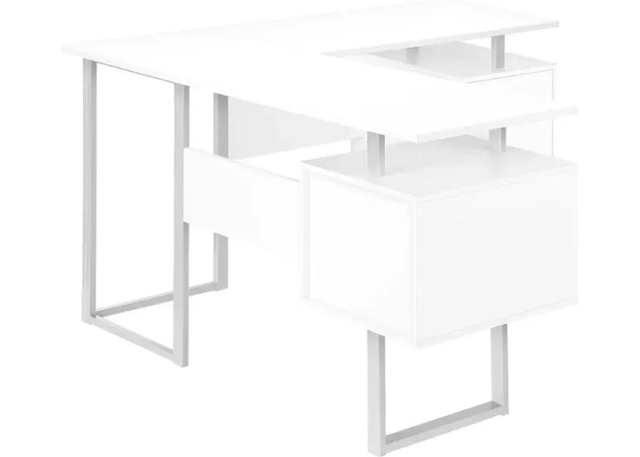 Billie White 58-Inch Modern Corner Office Desk