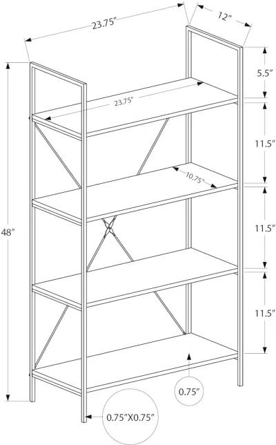 Winston 48-Inch Brown Modern Bookshelf