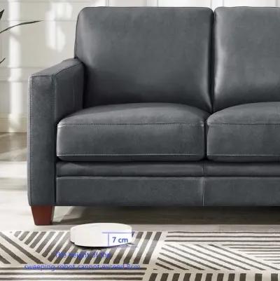 Como Chico Steel Gray Leather Sofa