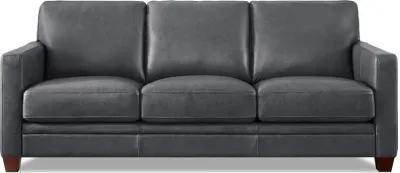 Como Chico Steel Gray Leather Sofa