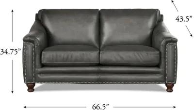 Billingham Ash Gray Leather Loveseat