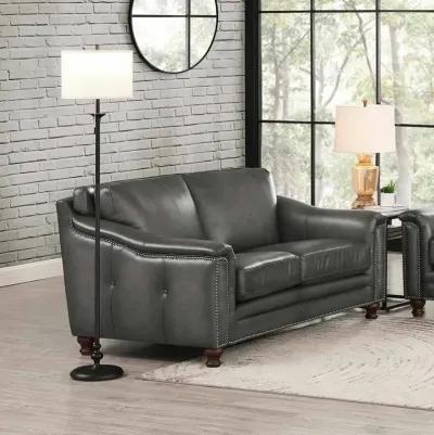 Billingham Ash Gray Leather Loveseat