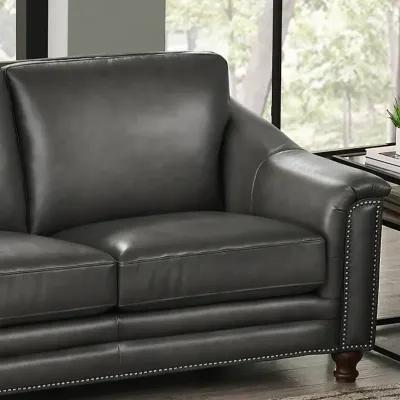 Billingham Ash Gray Leather Loveseat