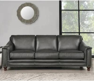 Billingham Ash Gray Leather Sofa