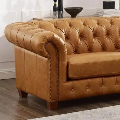 Versailles Saddle Brown Leather Sofa