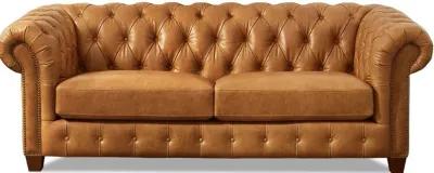 Versailles Saddle Brown Leather Sofa