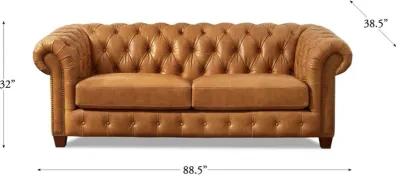 Versailles Saddle Brown Leather Sofa