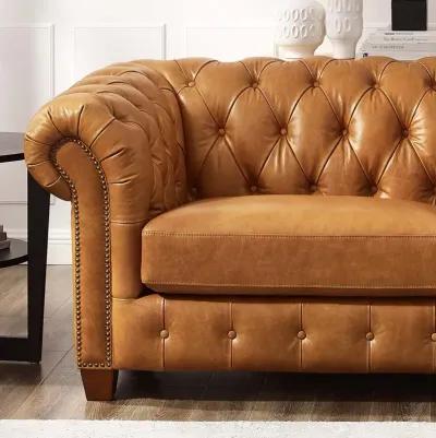 Versailles Saddle Brown Leather Sofa