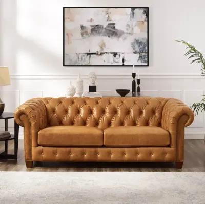 Versailles Saddle Brown Leather Sofa