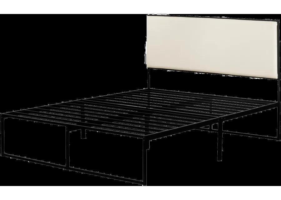 Mezzy Beige and Black Queen Upholstered Platform Bed - South Shore