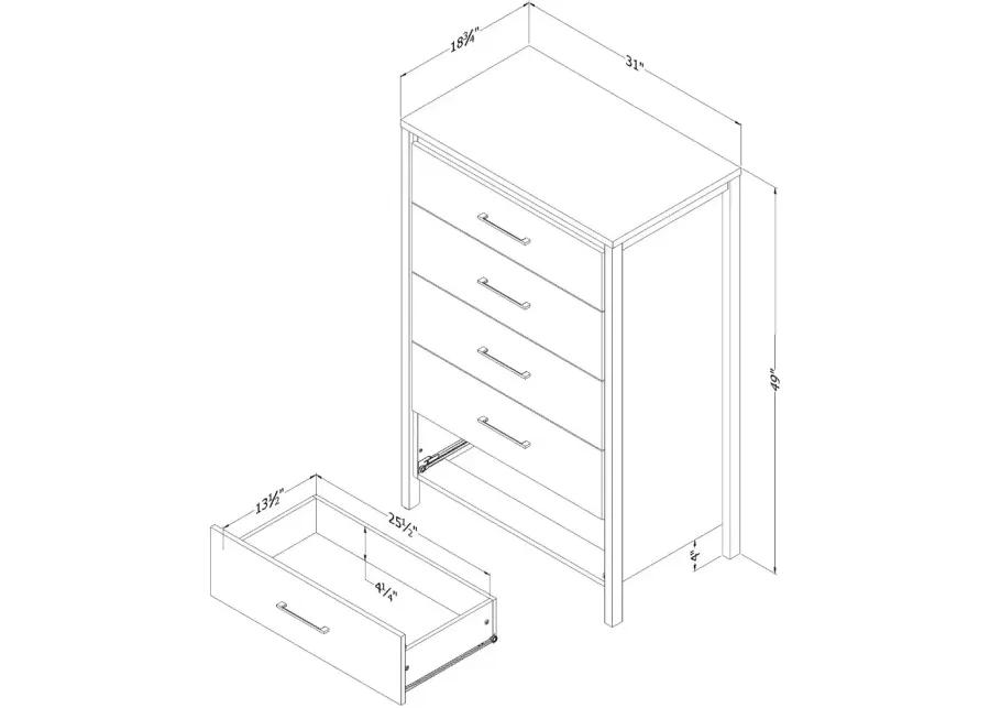 Gravity Natural 5-Drawer Chest - Chest of Drawers